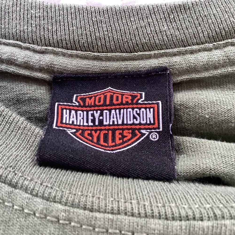 Harley Davidson Men's Green T-shirt Graphic Biker Long Sleeves L Cancun Mexico - Picture 3 of 14